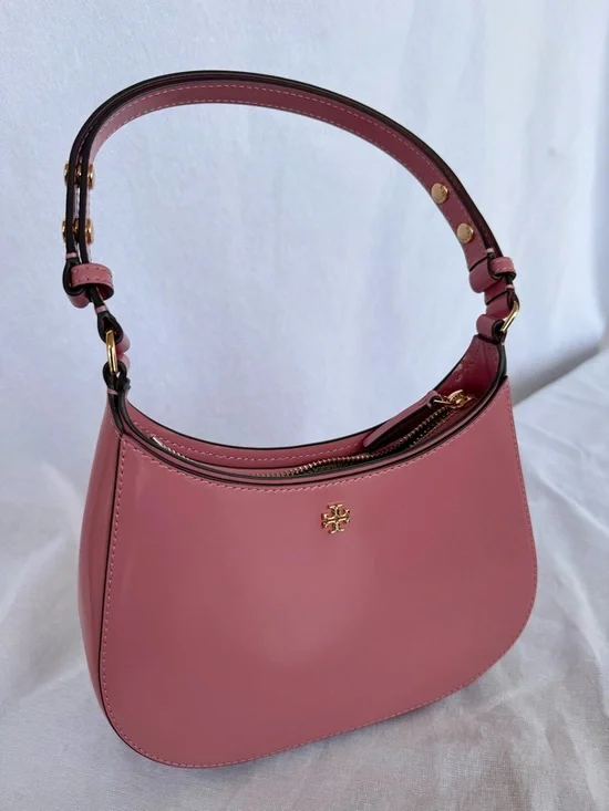 Tory Burch Pink Ginger Crescent Shoulder Bag Patent Leather - Picture 4 of 8